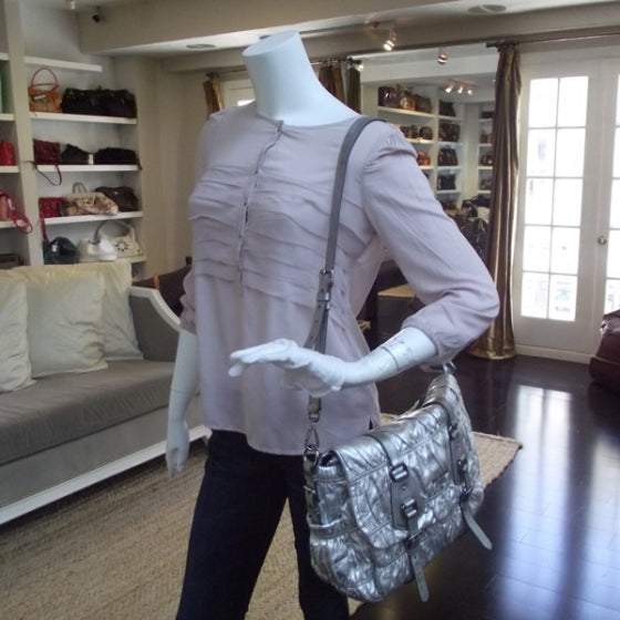 Prada Nappa Dressy Gaufre Messenger Silver 2 of 11