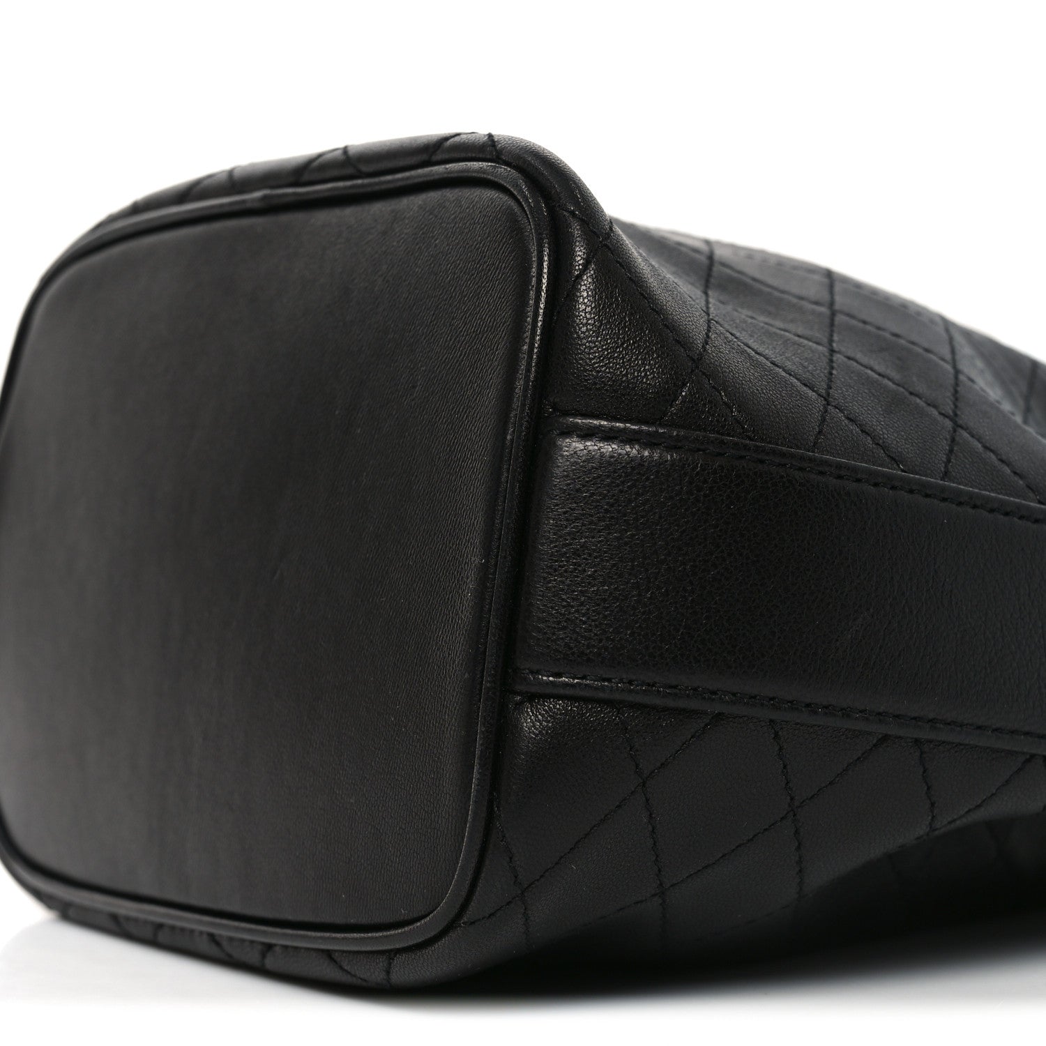 Saint Laurent Lambskin Carre Quilted Small Cassandre Bucket Bag Black 10 of 10