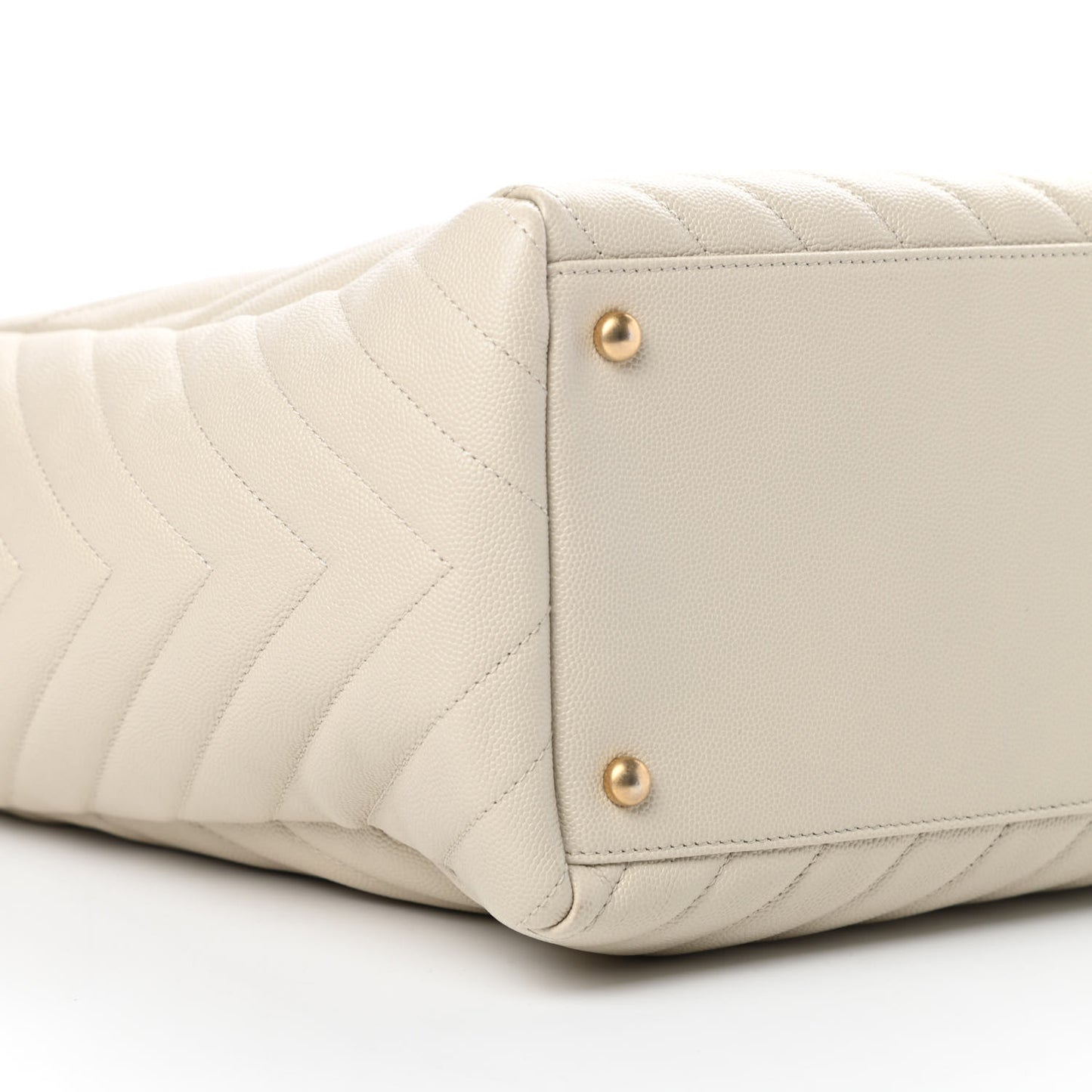 Caviar Chevron Quilted Coco Handle Shopping Tote Ivory