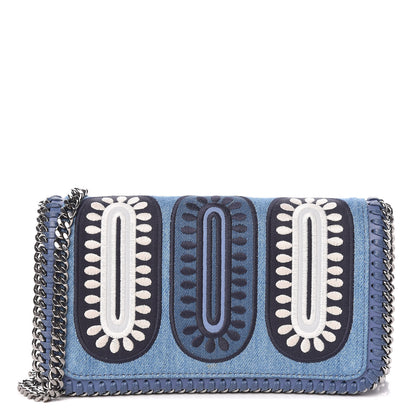 Stella McCartney Eco Denim Embroidered Zigarette Falabella Crossbody Blue 1 of 10