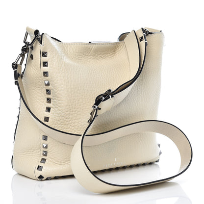 Valentino Garavani Pebbled Calfskin Small Rockstud Flip-Lock Messenger Bag Light Ivory 3 of 10