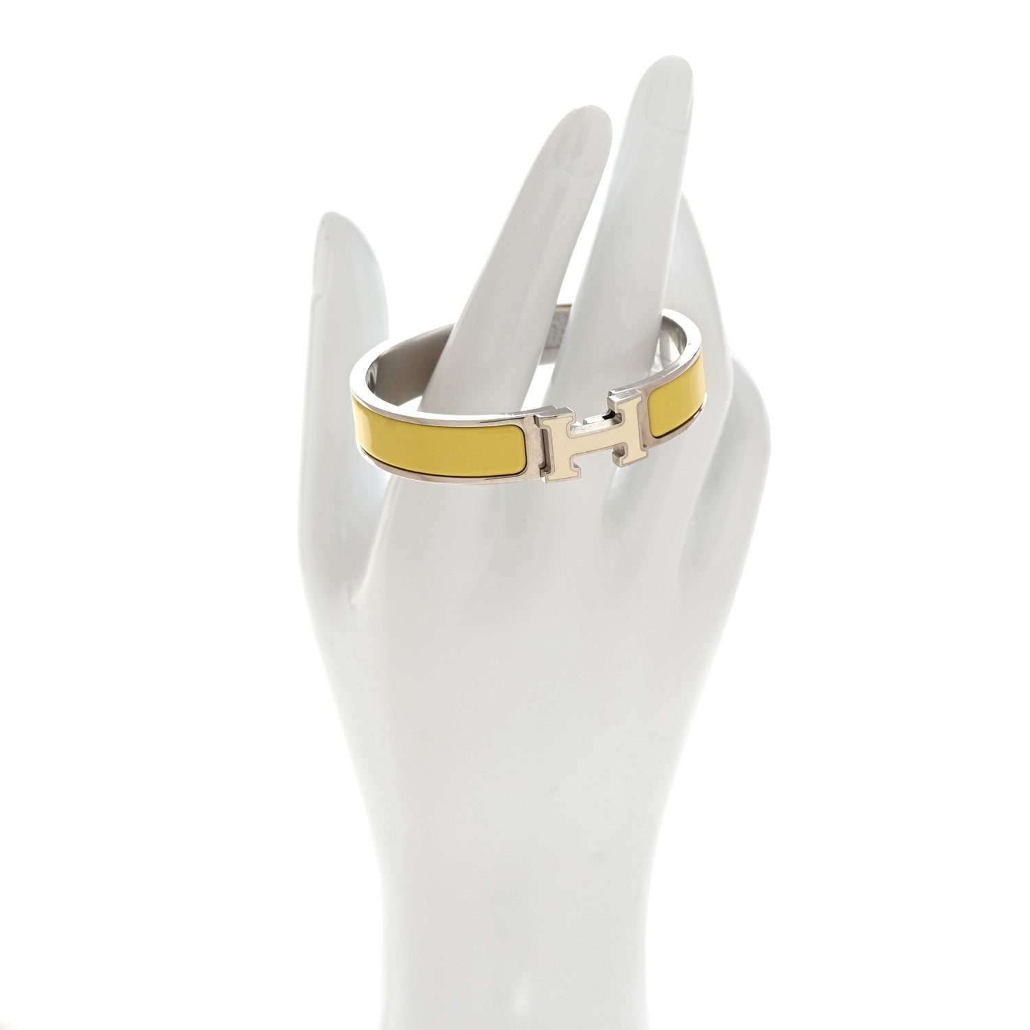Hermes Enamel Narrow Clic Clac H Bracelet PM Jaune Citron White 2 of 5