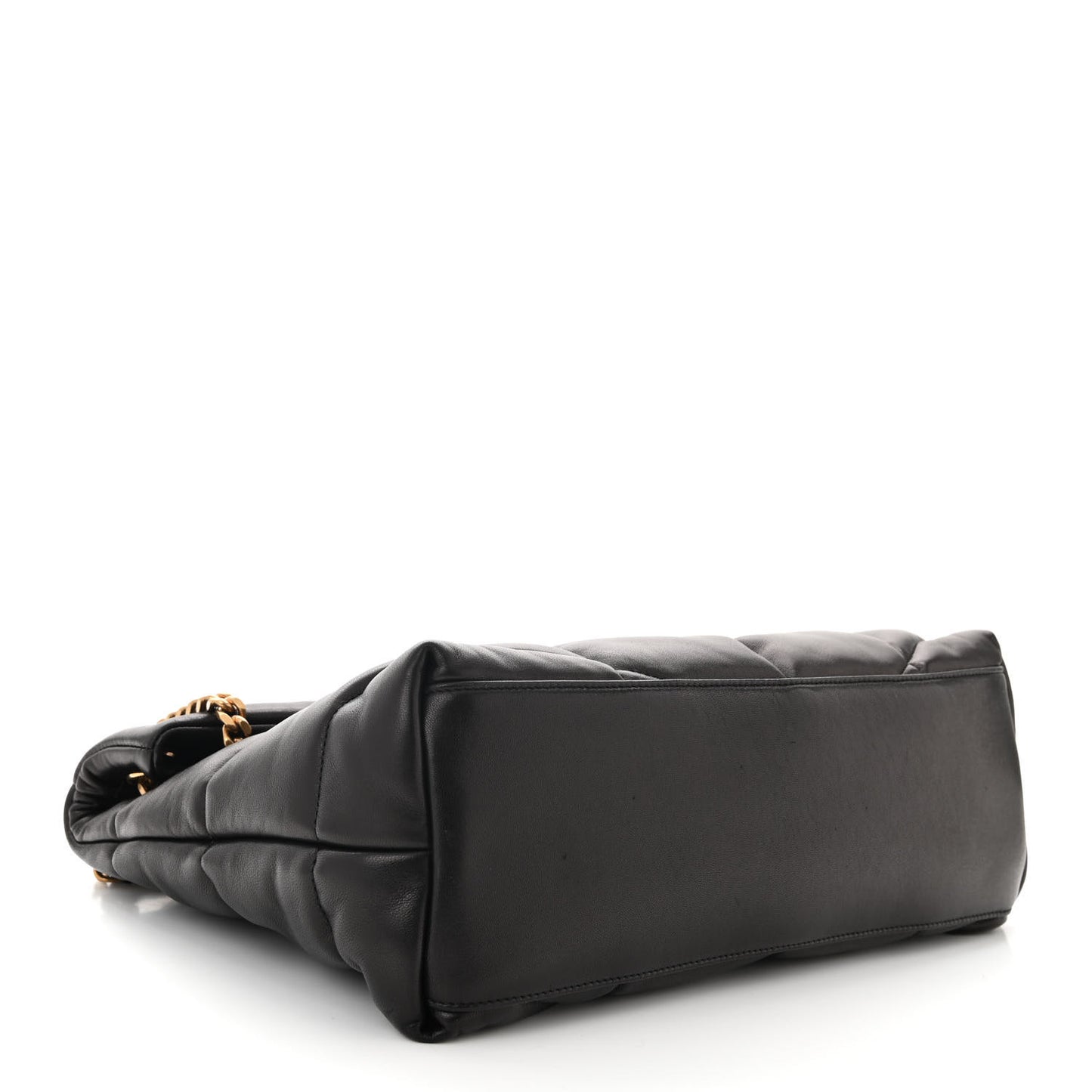 Lambskin Quilted Medium Loulou Puffer Monogram Chain Satchel Black