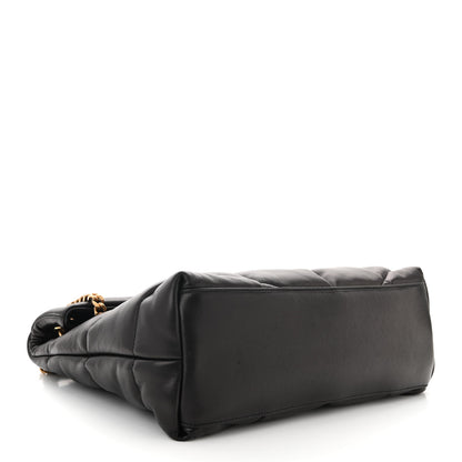 Saint Laurent Lambskin Quilted Medium Loulou Puffer Monogram Chain Satchel Black 4 of 10