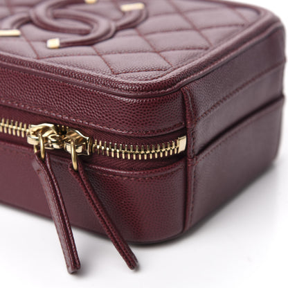 Chanel Caviar Quilted CC North South Filigree Vanity Case Burgundy 6 of 10