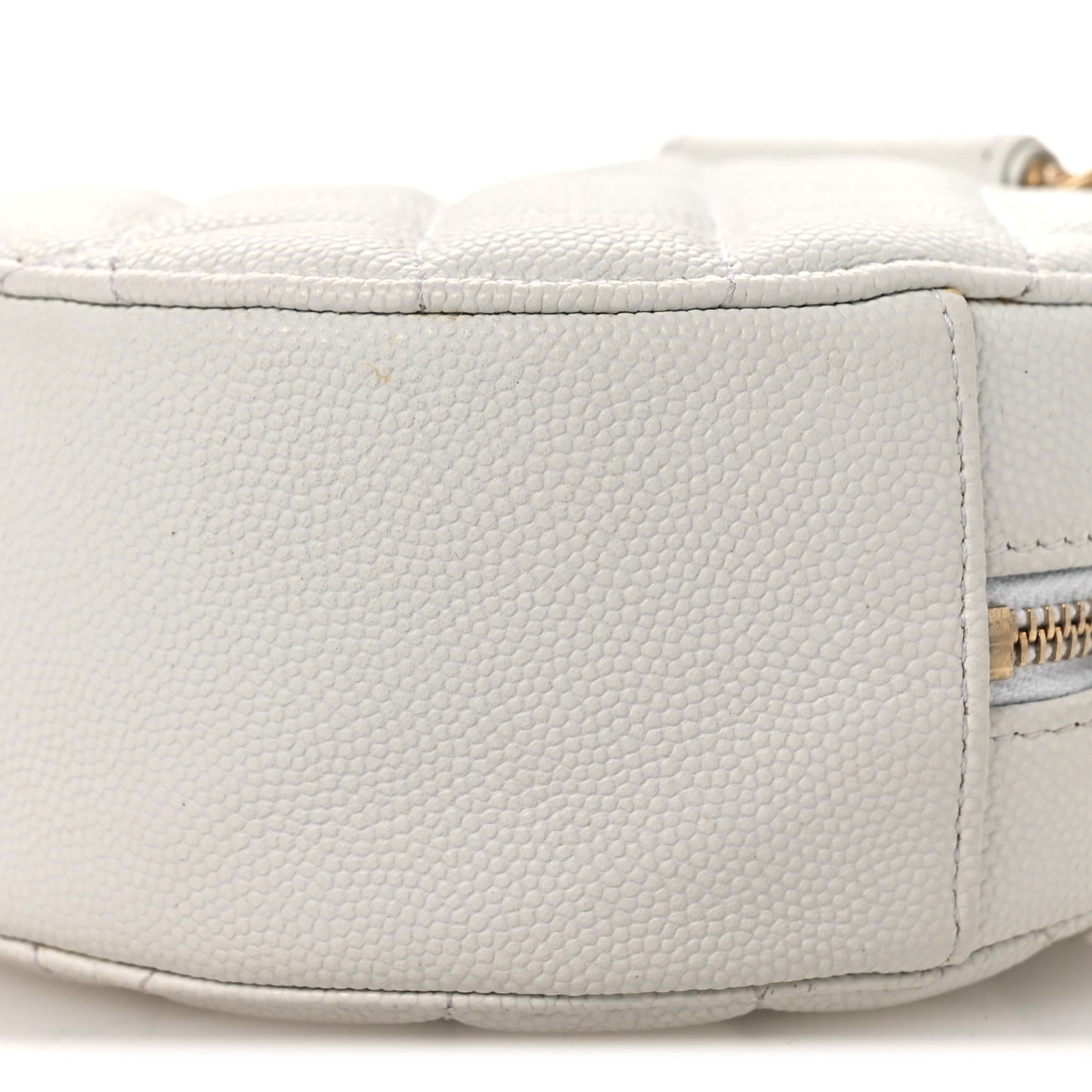 Caviar Quilted Chain Handle Round Clutch With Chain Bag  White