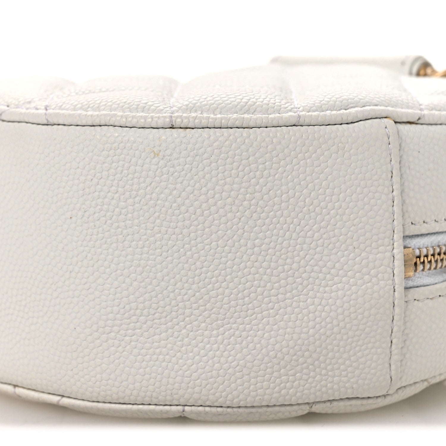 Chanel Caviar Quilted Chain Handle Round Clutch With Chain Bag  White 10 of 13