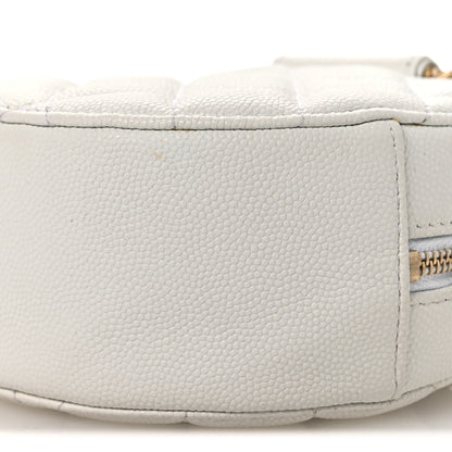 Chanel Caviar Quilted Chain Handle Round Clutch With Chain Bag  White 10 of 13