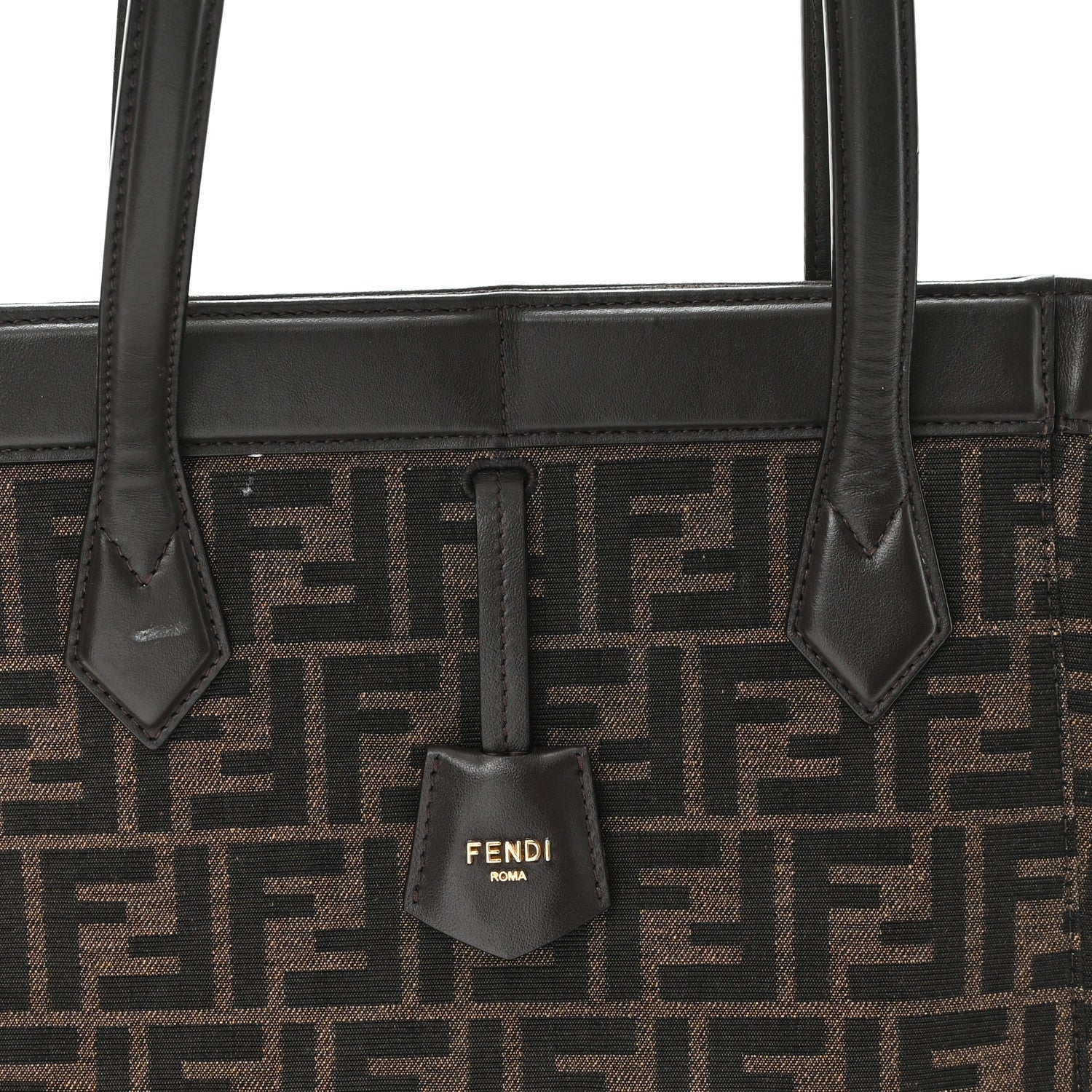 Fendi Fabric Jacquard Vitello Grace FF 1974 Medium Fendi Origami Tobacco Moro Ebano 8 of 12
