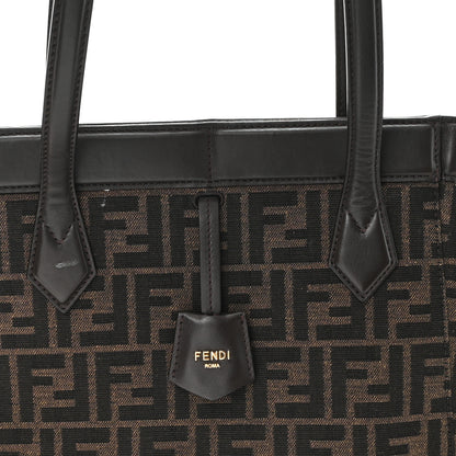 Fendi Fabric Jacquard Vitello Grace FF 1974 Medium Fendi Origami Tobacco Moro Ebano 8 of 12
