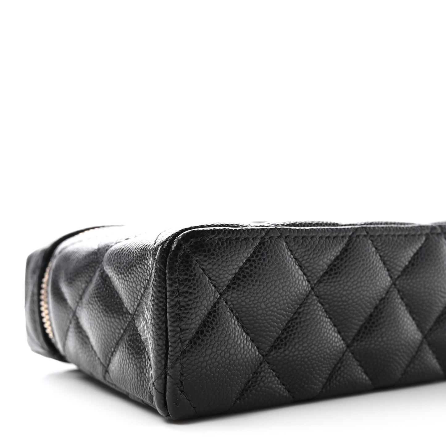 Caviar Quilted Top Handle Slim Vanity With Chain Black