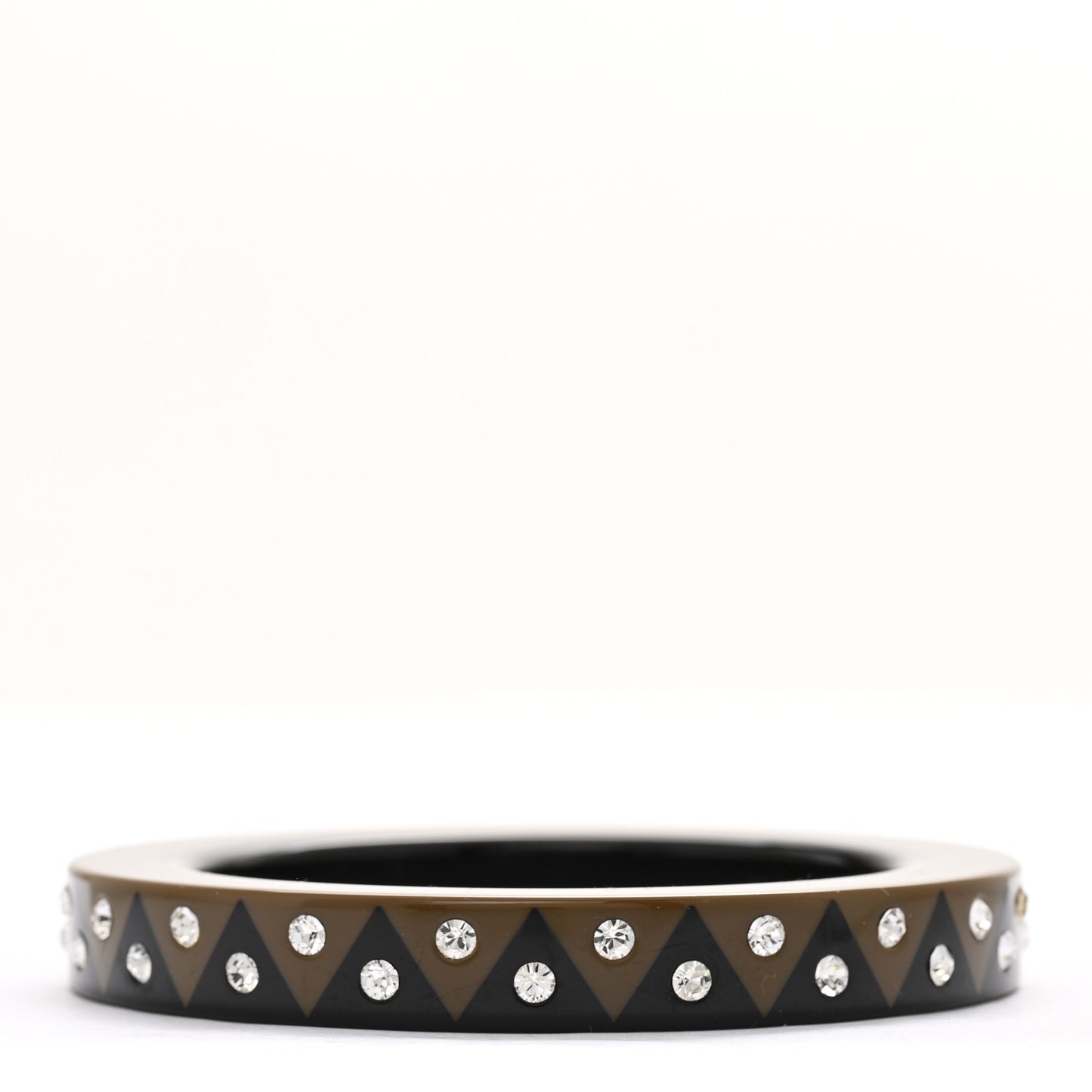 Crystal Resin Zigzag Bangle Bracelet M Black Brown