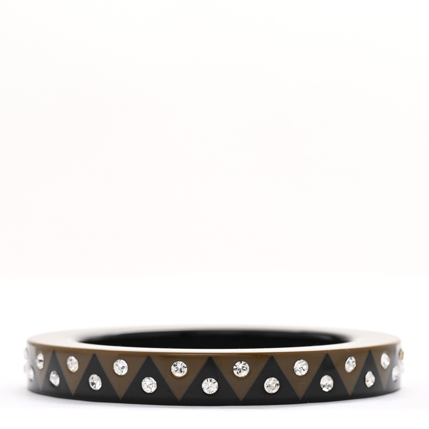 Louis Vuitton Crystal Resin Zigzag Bangle Bracelet M Black Brown 1 of 6