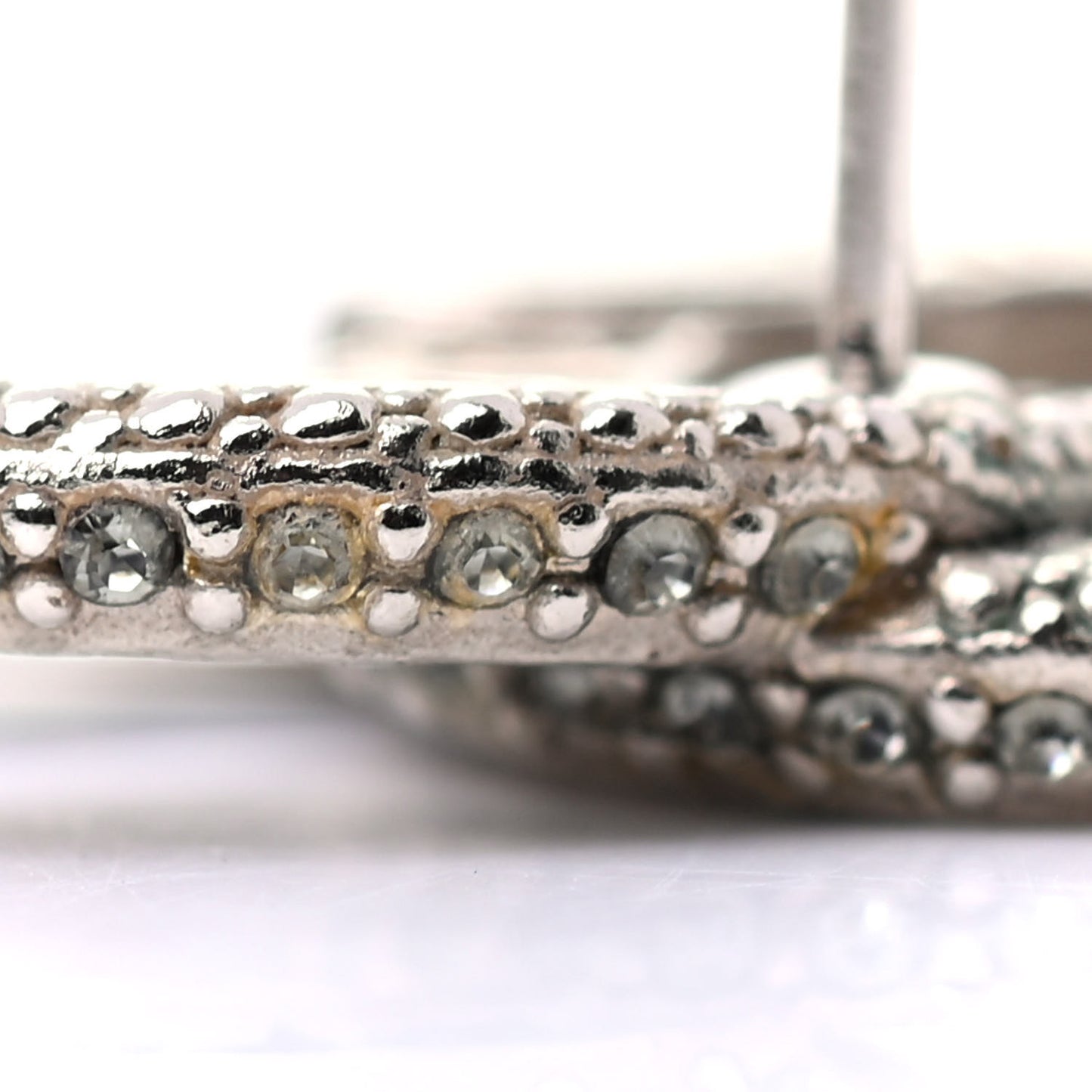 Baguette Crystal CC Earrings Silver Black