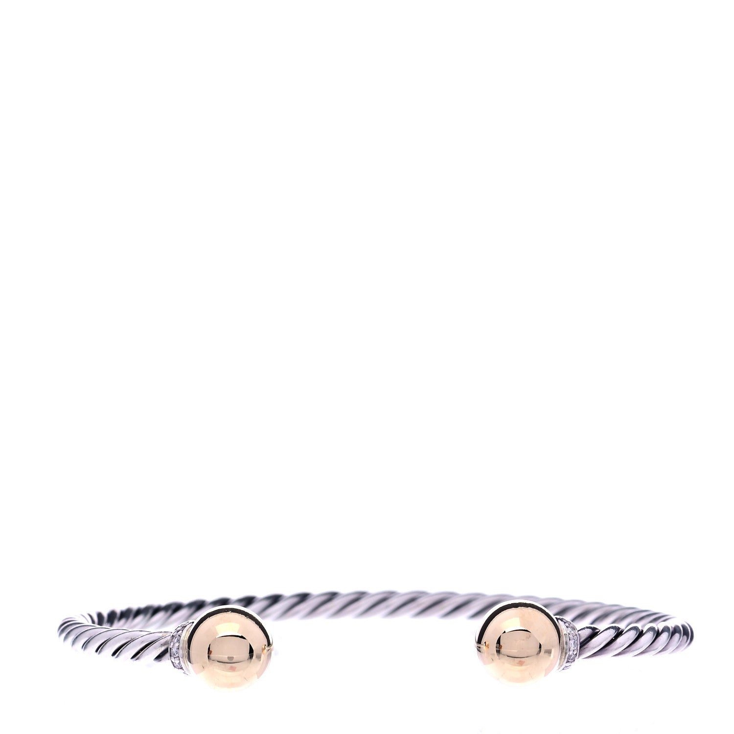 David Yurman Sterling Silver 18K Yellow Gold Diamond 9mm Solari Bead Bracelet 1 of 6