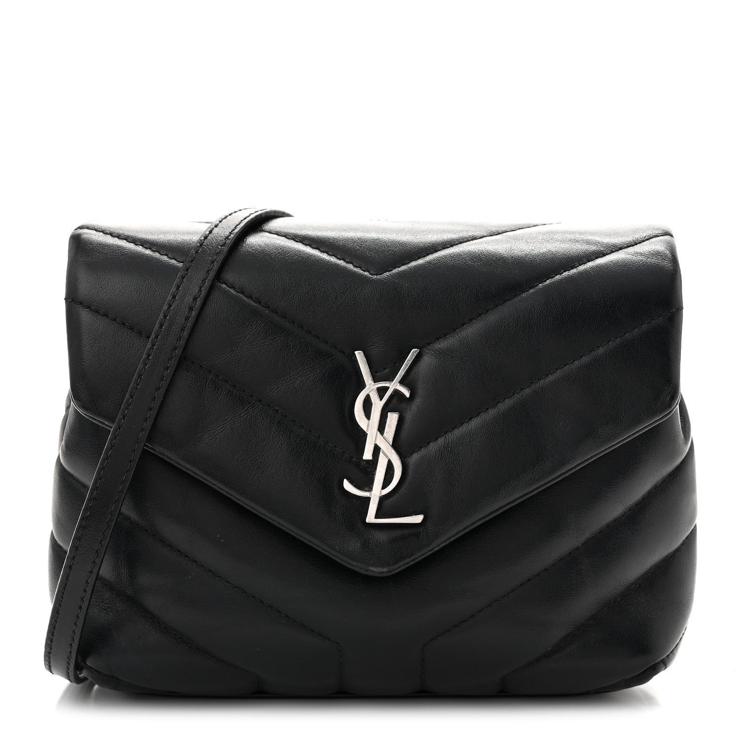 Saint Laurent Calfskin Y Quilted Monogram Toy Loulou Crossbody Bag Black 1 of 13