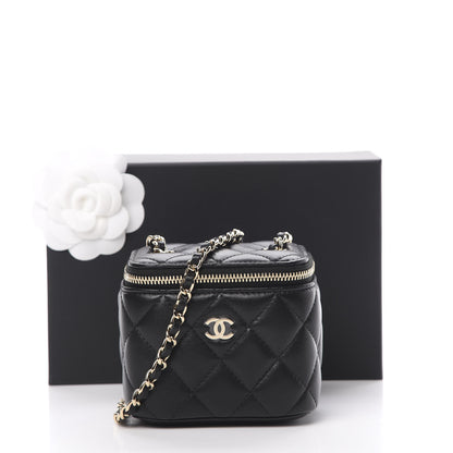 Chanel Lambskin Quilted Mini Vanity Case With Chain Black 11 of 11