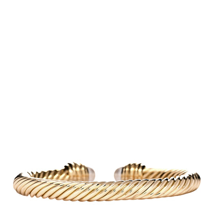 David Yurman 18K Yellow Gold Diamond Pearl 7mm Cable Classic Bracelet 2 of 4