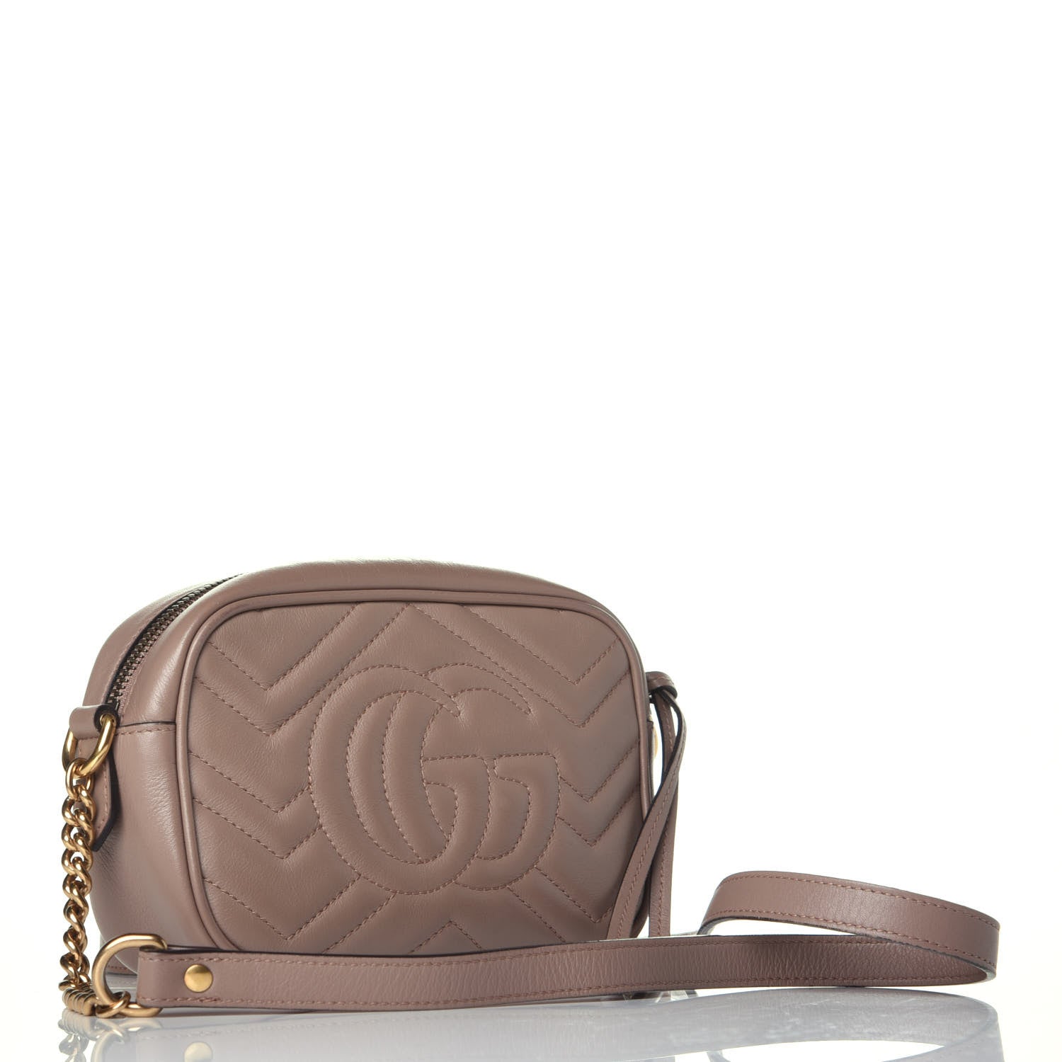 Gucci Calfskin Matelasse Mini GG Marmont Chain Shoulder Bag Porcelain Rose 3 of 9
