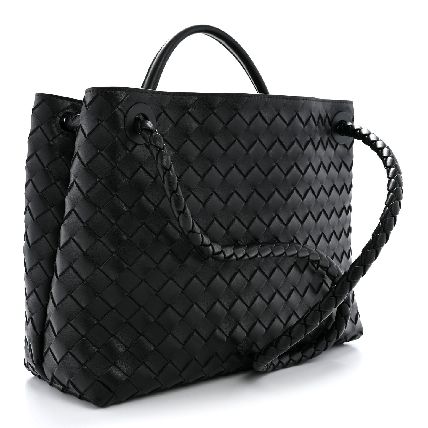Nappa Intrecciato Medium Andiamo Shoulder Bag Black