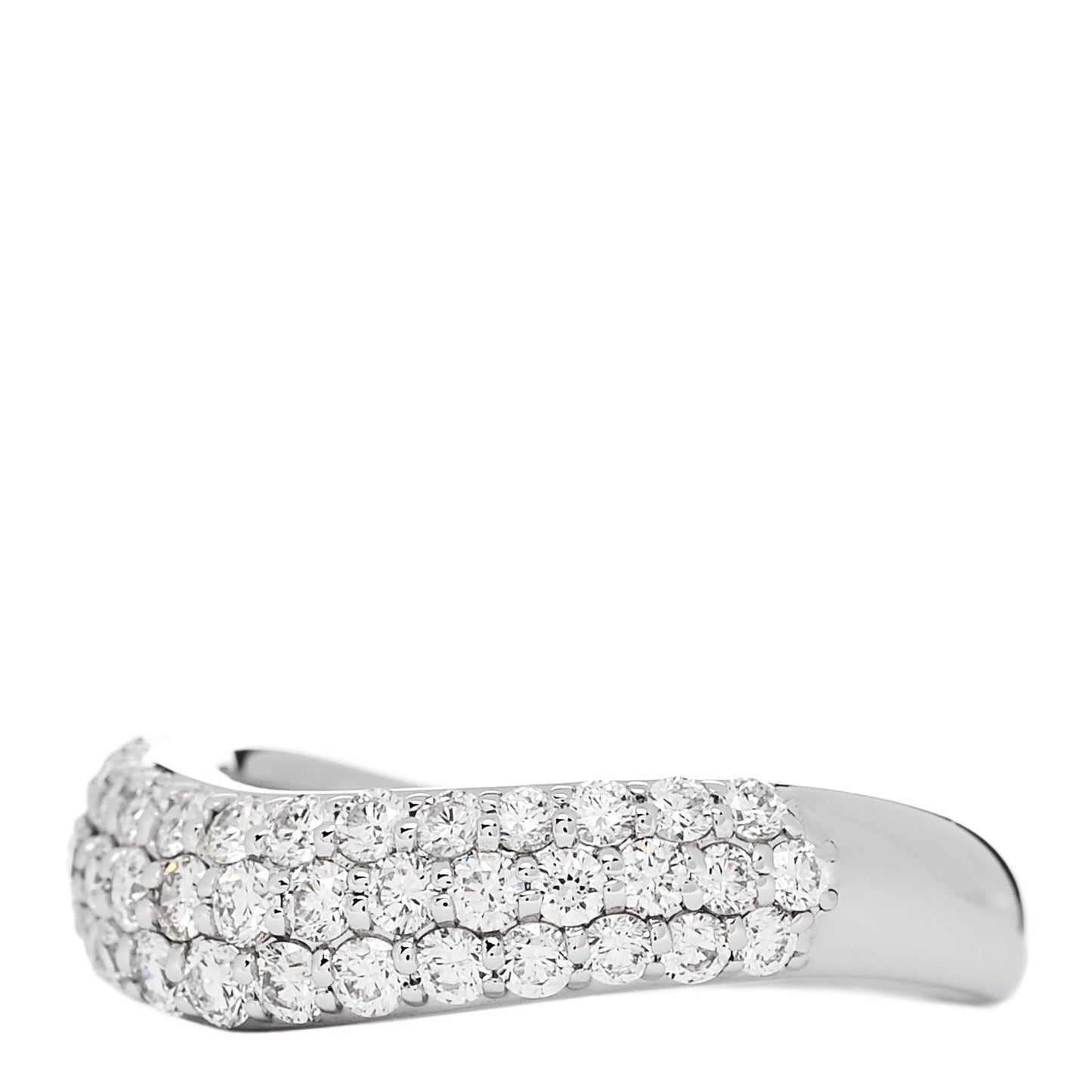 18K White Gold Diamond 1.00ctw Three Row Curved Band Ring 53 6.5