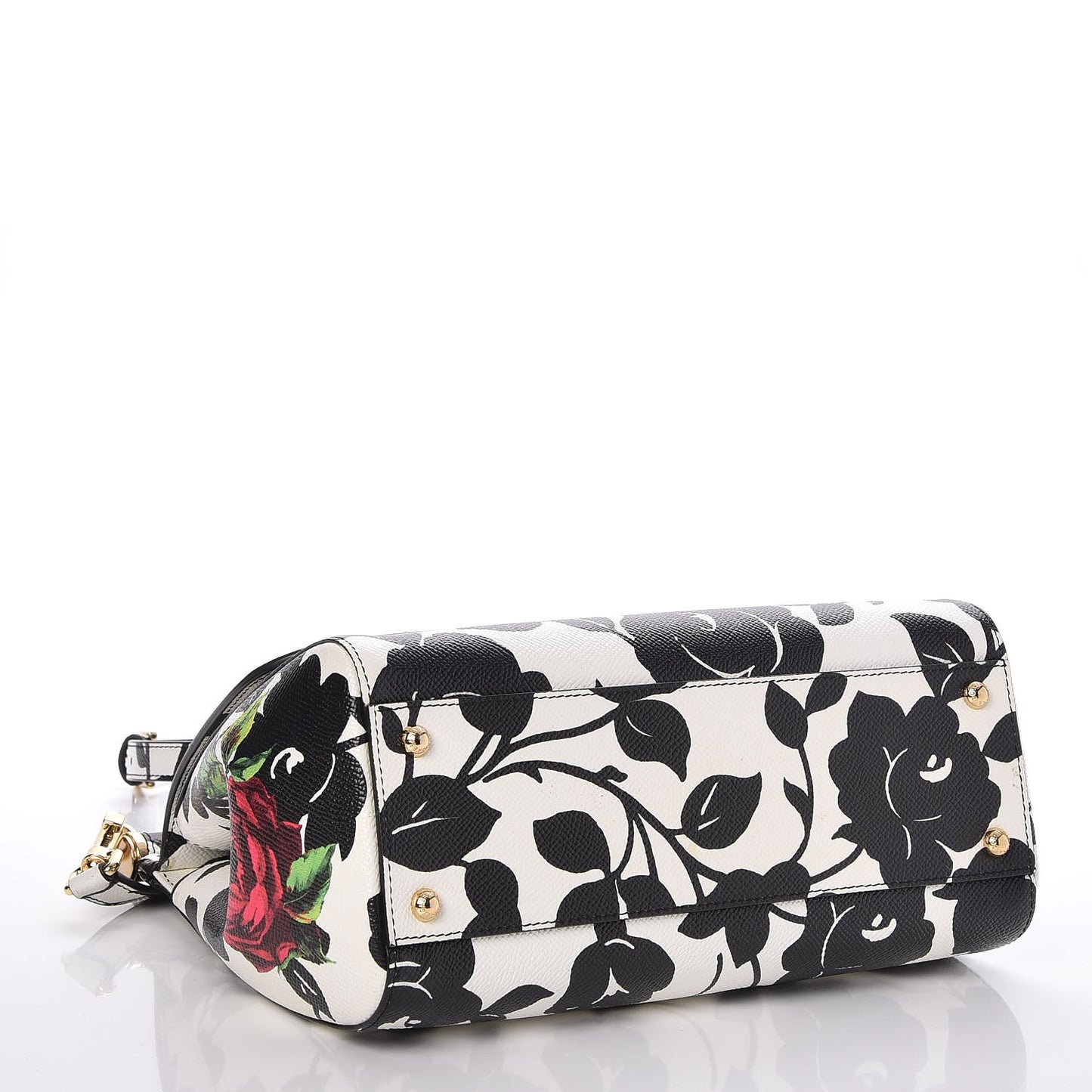 Dauphine Floral Print Medium Miss Sicily Satchel Black White