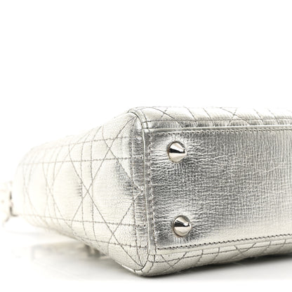 Christian Dior Metallic Grained Calfskin Cannage Small Lucky Badges My Lady Dior Silver 9 of 12