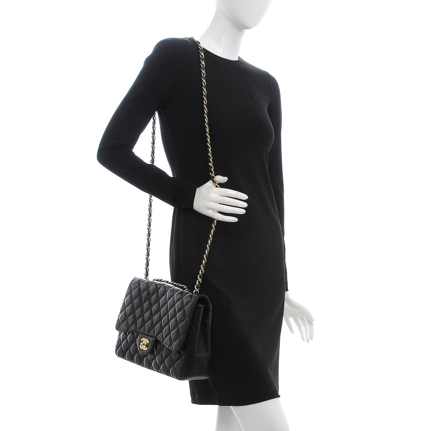 Lambskin Quilted Jumbo Single Flap Black