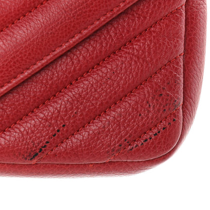 Saint Laurent Sheepskin Matelasse Chevron Monogram College Chain Wallet New Red 8 of 8