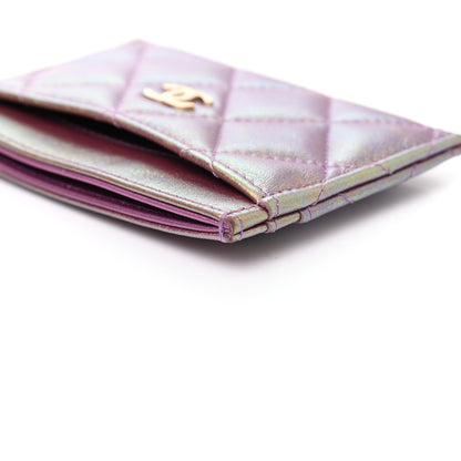Chanel Iridescent Lambskin Quilted Card Holder Purple 24 of 24