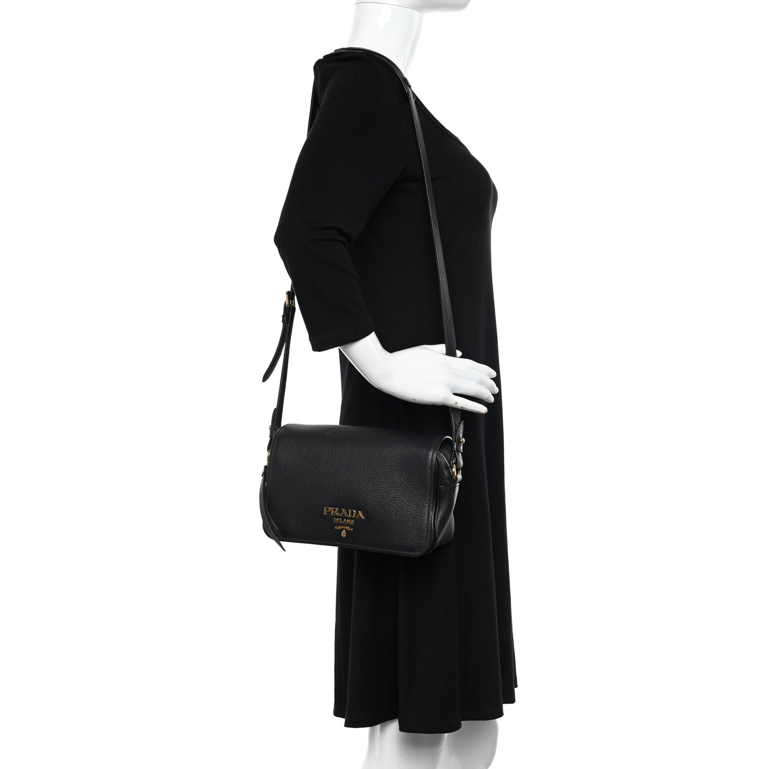 Prada Vitello Phenix Crossbody Bag Black 2 of 11