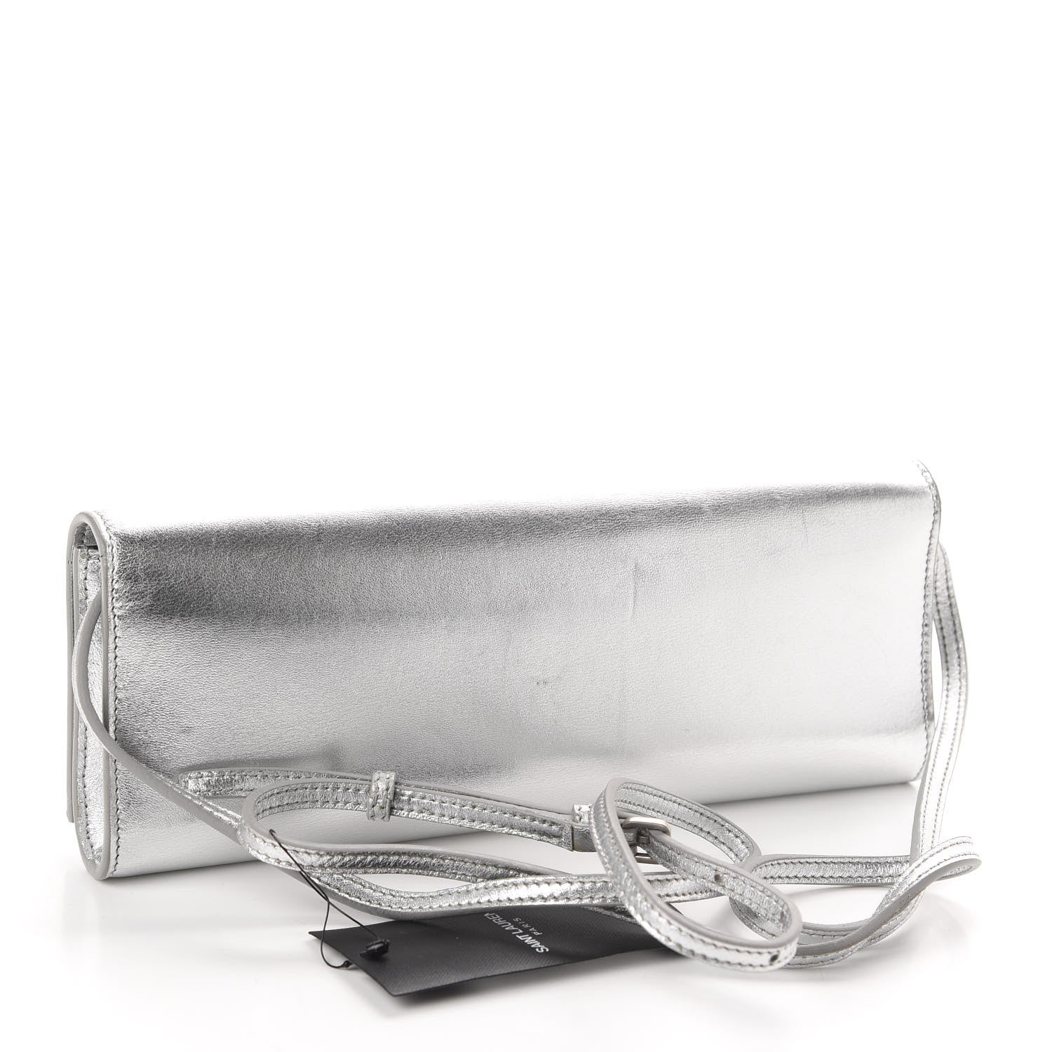 Saint Laurent Nappa Silk Fetiche Clutch Argento 3 of 11