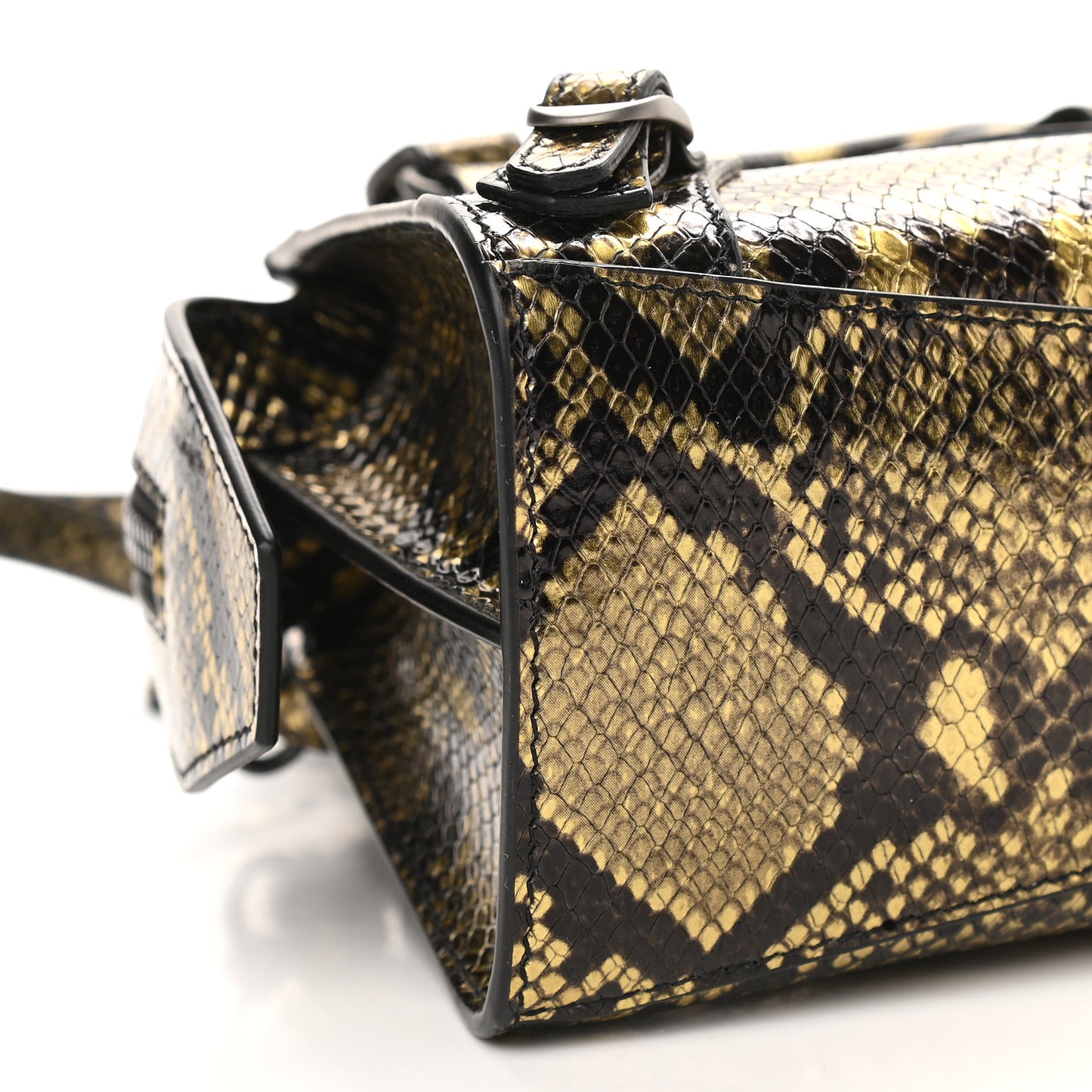 Grained Calfskin Snake Effect Neo Classic Silver Hardware Mini City Gold Black