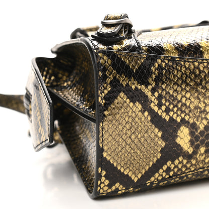Balenciaga Grained Calfskin Snake Effect Neo Classic Silver Hardware Mini City Gold Black 8 of 10