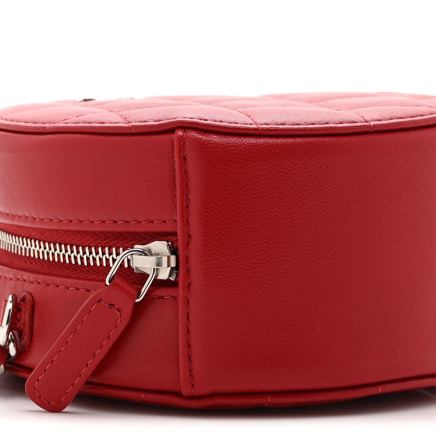 Chanel Lambskin Quilted Round Clutch With Chain Red 9 of 11