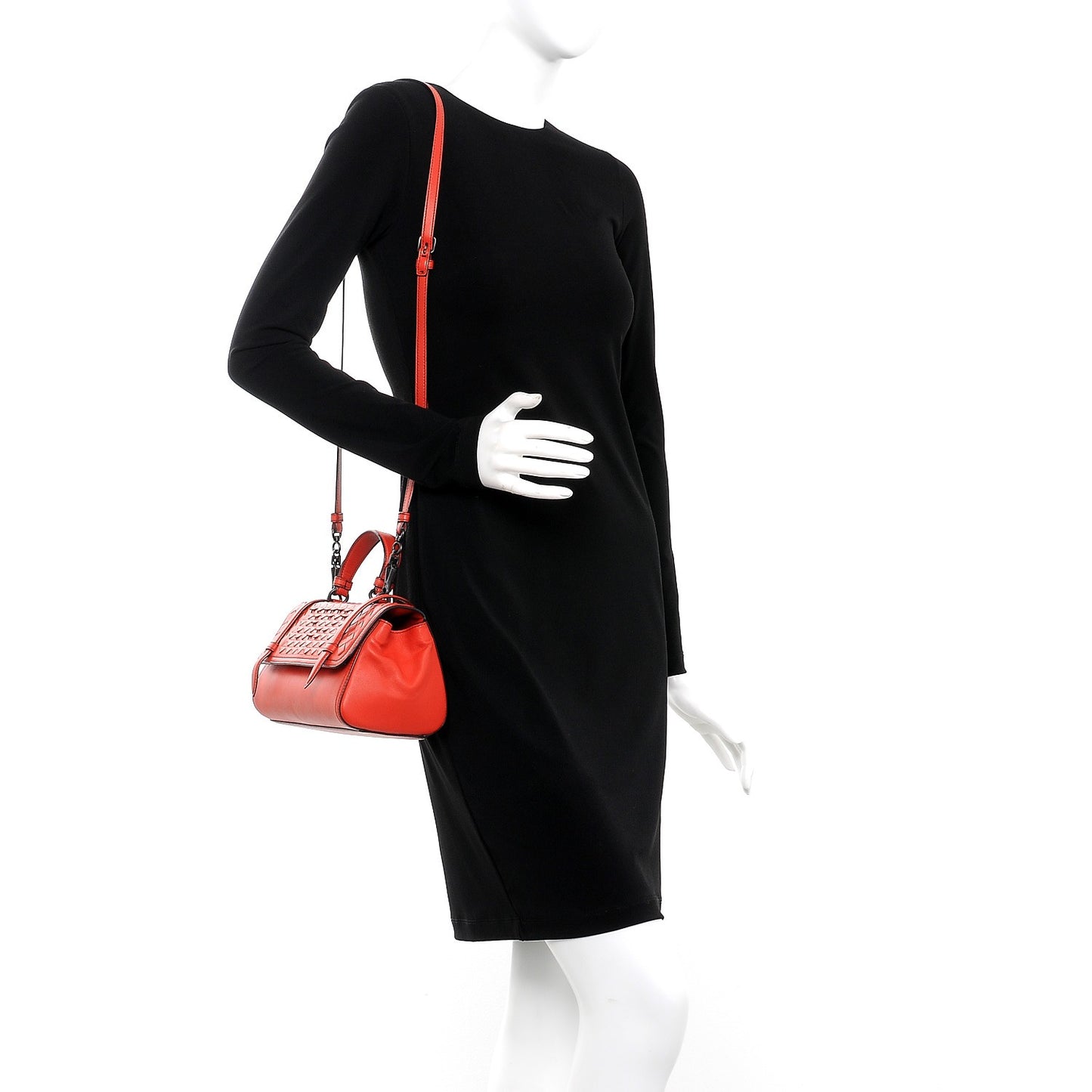 Nappa Intrecciato Scales Mini Top Handle Bag Geranium