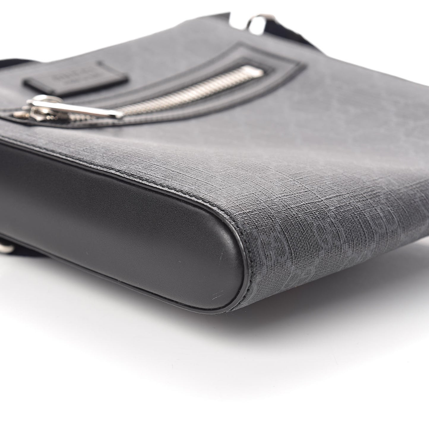 GG Supreme Monogram Web Small Flat Messenger Bag Black Grey