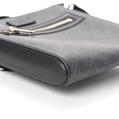 Gucci GG Supreme Monogram Web Small Flat Messenger Bag Black Grey 8 of 10
