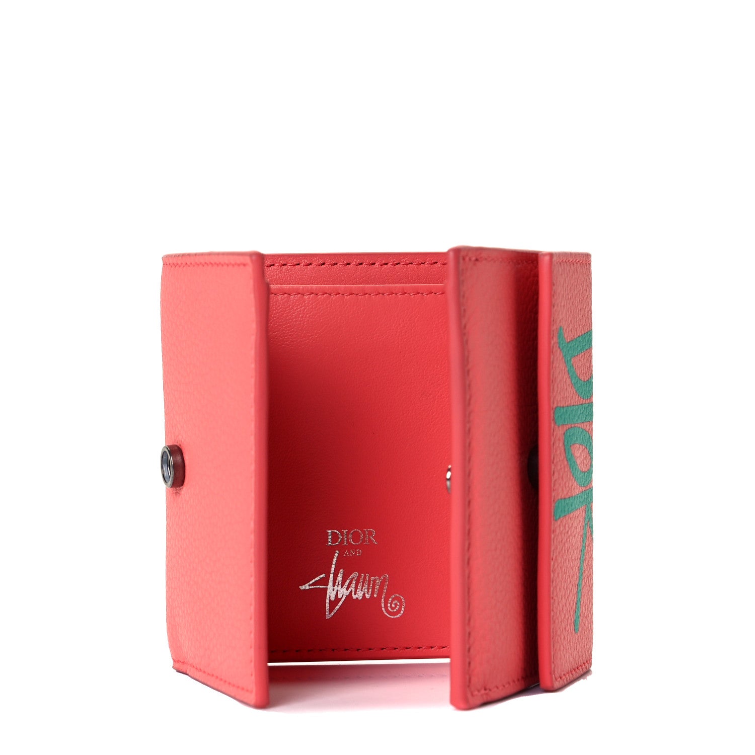 Christian Dior X SHAWN STUSSY Grained Calfskin Card Holder Rose Multicolor 5 of 7