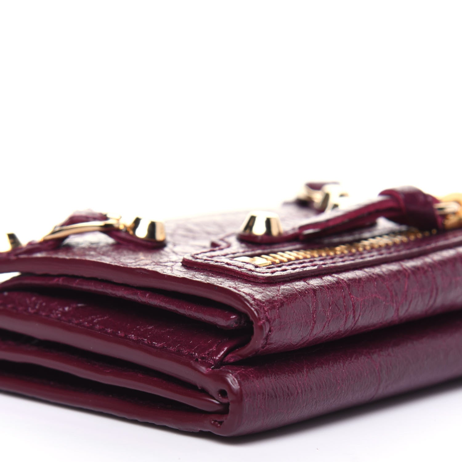 Balenciaga Agneau Arena Classic Gold Hardware Mini Wallet Violet Prune 12 of 13