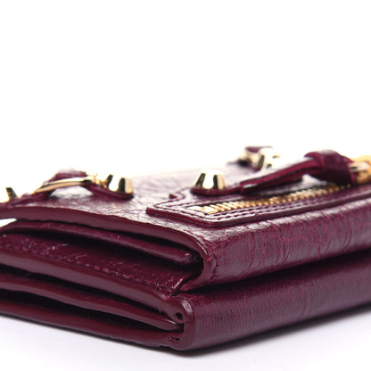 Balenciaga Agneau Arena Classic Gold Hardware Mini Wallet Violet Prune 12 of 13