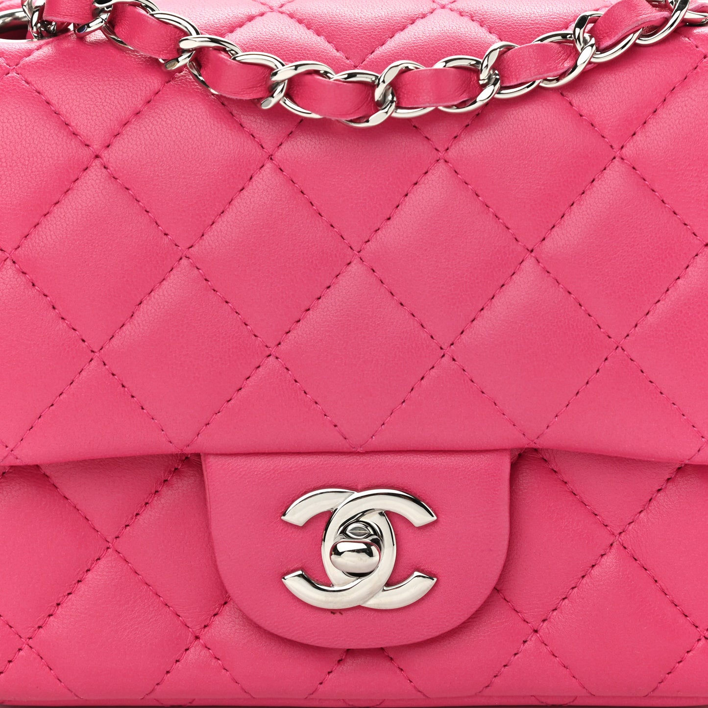 Lambskin Quilted Mini Square Flap Pink