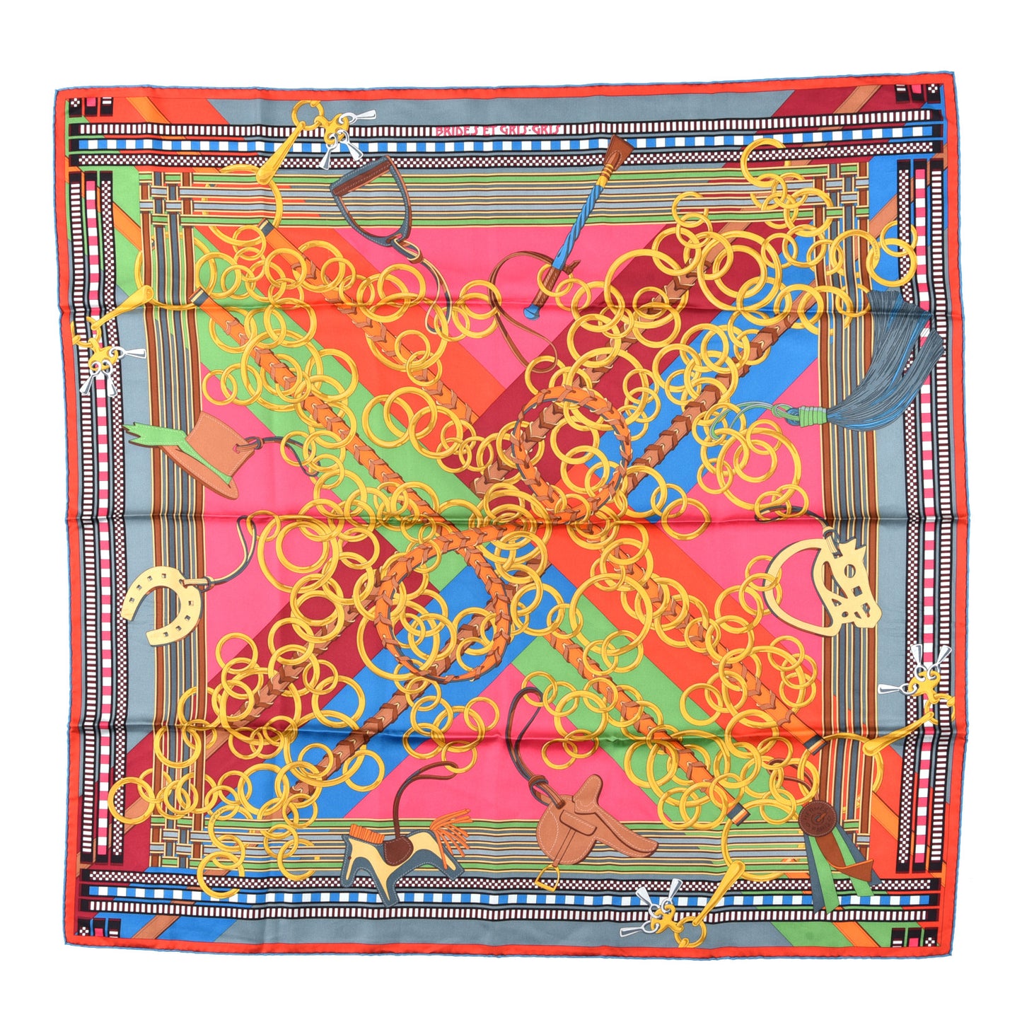 Silk Brides Et Gris Gris Scarf 90 Rose Vif Cobalt Vert