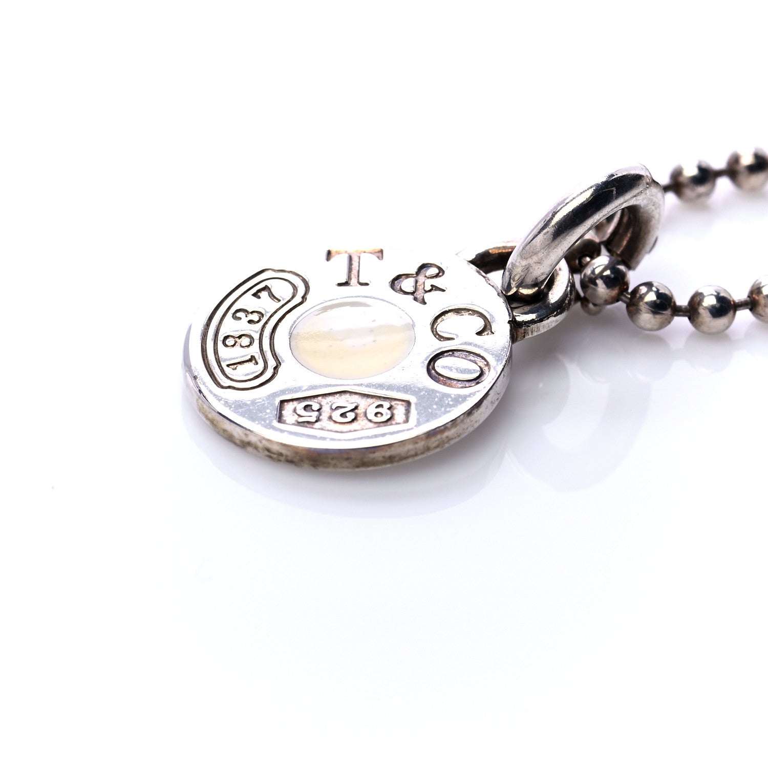 Tiffany Sterling Silver Enamel 1837 Round Pendant Necklace 4 of 6