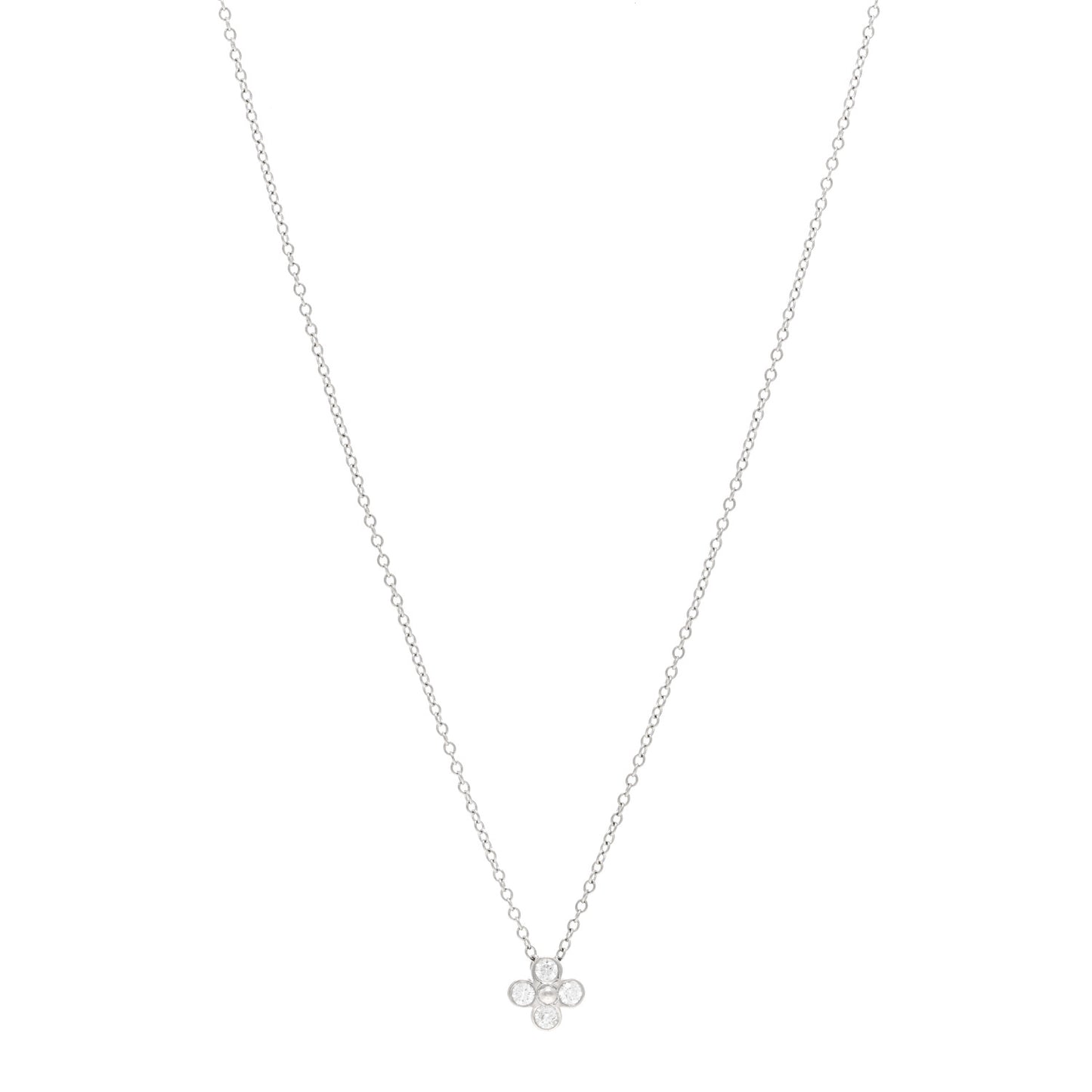 Platinum Diamond .12ctw Flower Pendant Necklace