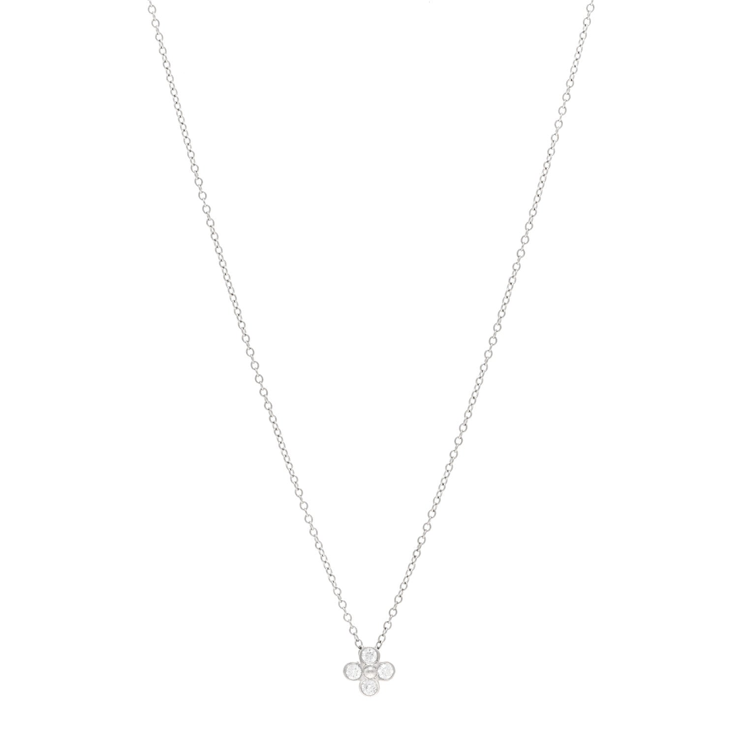 Tiffany Platinum Diamond .12ctw Flower Pendant Necklace 1 of 4