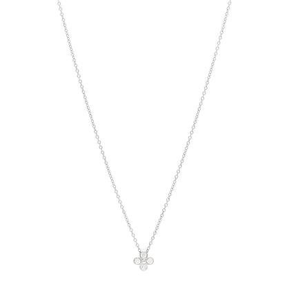 Tiffany Platinum Diamond .12ctw Flower Pendant Necklace 1 of 4