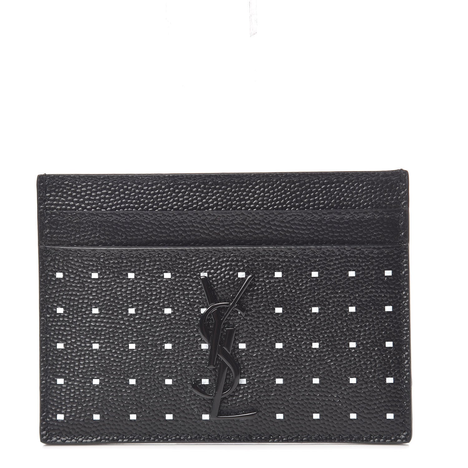 Saint Laurent Grain De Poudre Geo Print Monogram Credit Card Case Black White 1 of 8
