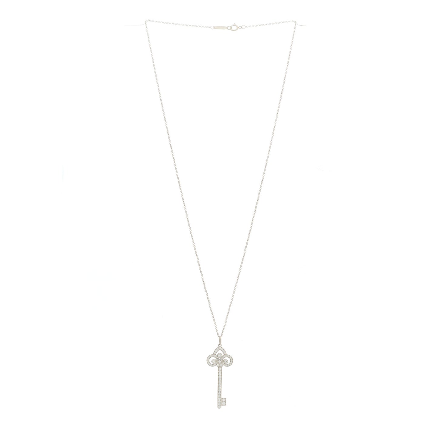 Platinum Diamond .41ct Fleur De Lis Key Pendant Necklace