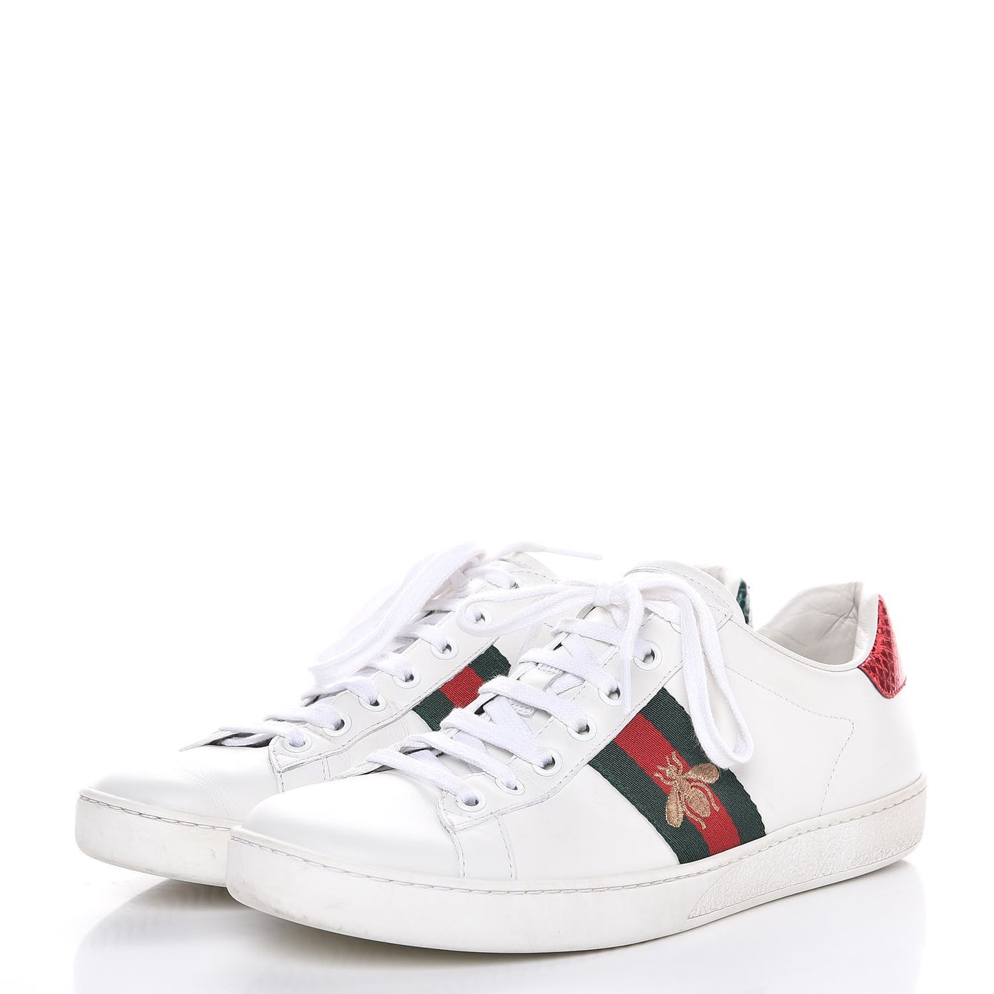 Calfskin Ayers Bee Embroidered Ace Sneakers 39 White Green